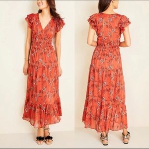 Ann Taylor Shimmer Floral Flutter sleeve Dress